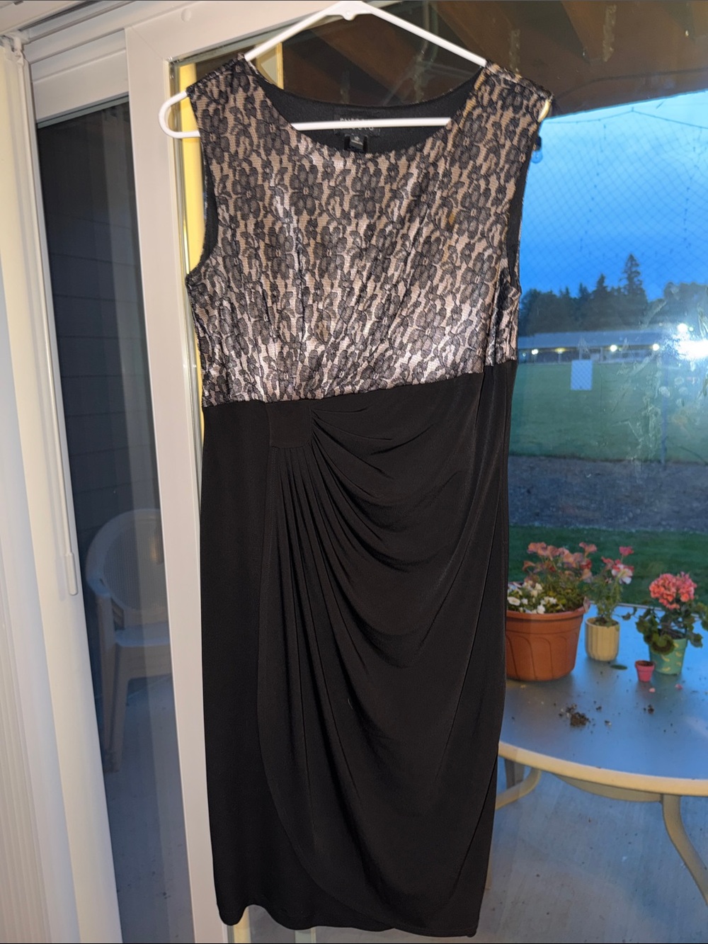 Enfocus Studio Black Dress with Metallic Lace Bodice
